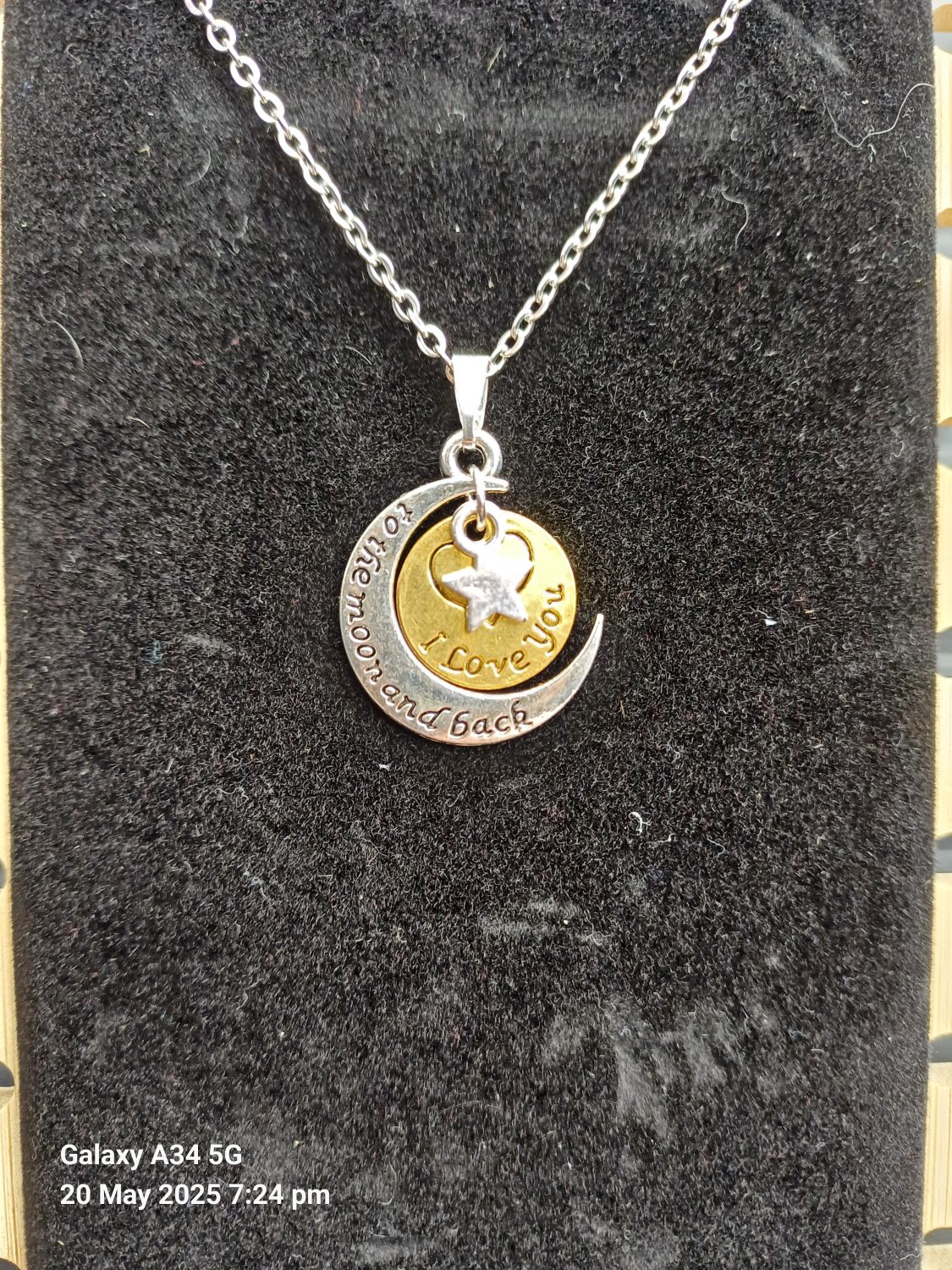 Handmade Tibetan Silver To the Moon and Back Necklace on stainless steel chain Handmade Tibetan Silver To the Moon and Back Necklace on stainless steel chain