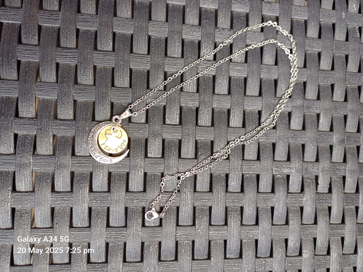 Handmade Tibetan Silver To the Moon and Back Necklace on stainless steel chain Handmade Tibetan Silver To the Moon and Back Necklace on stainless steel chain