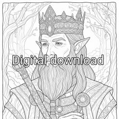 Fairy King Colouring Page digital delivery