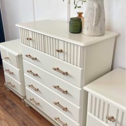 SOLD - Cream White Bedroom Set Chest of Drawers + 2 Side tables 3