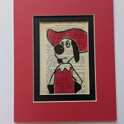 Dogtanian print with black inner and red outer mount