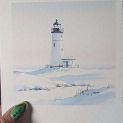 'Winter Watcher' Lighthouse Watercolour Print