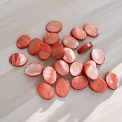 G – Bag Of 20 Mother of Pearl Shell Oval Charm Beads 10mm - Orange
