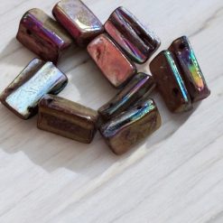 G – Bag Of 10 Mother of Pearl Iridescent Rectangle Beads