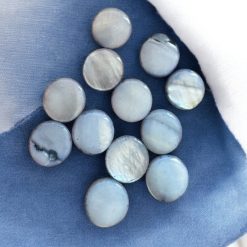 G – Bag Of 10 Mother of Pearl Shell Round Charm Beads 10mm - Pale Blue