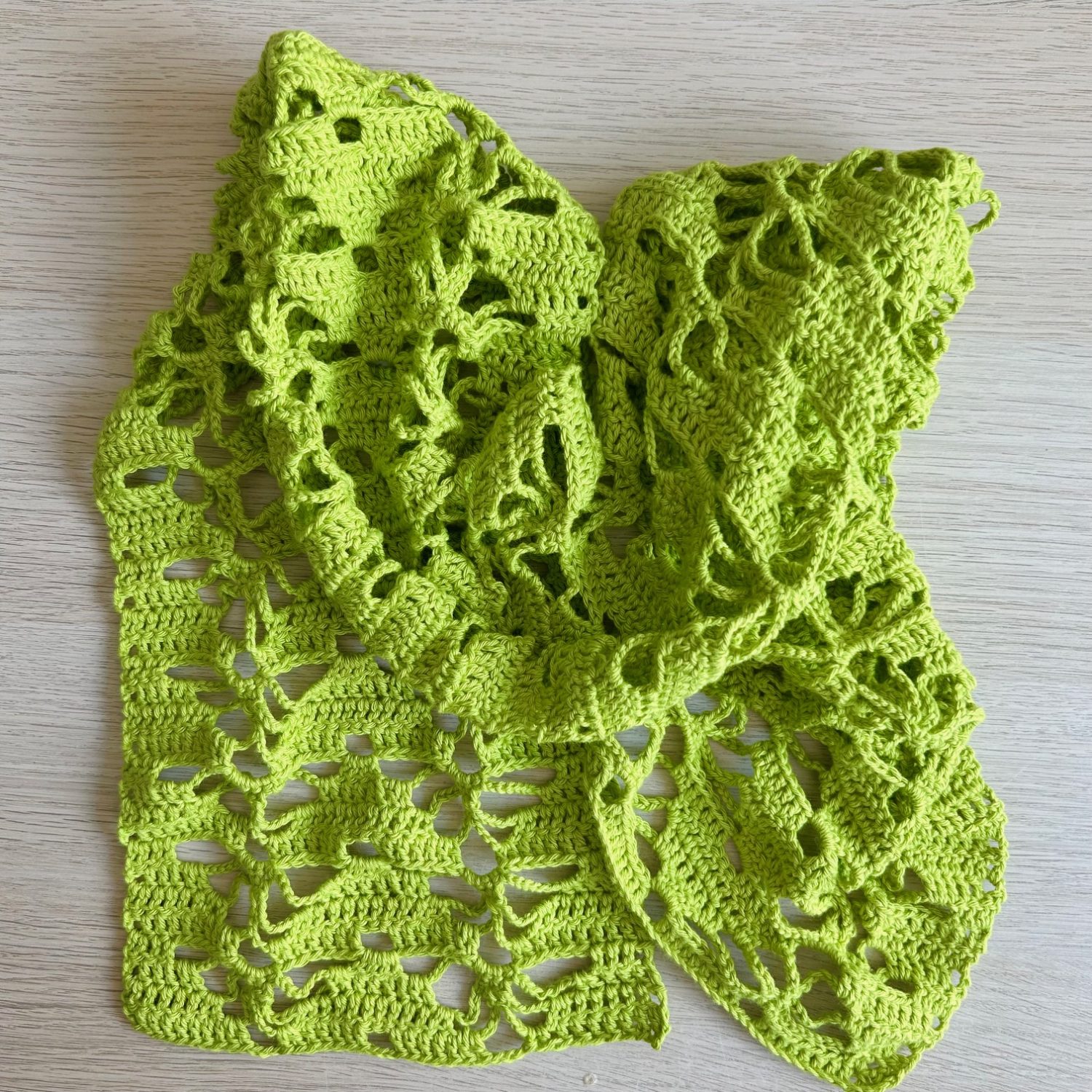 Scarf - Crochet Lime Cotton Scarf - Crochet Lime Cotton