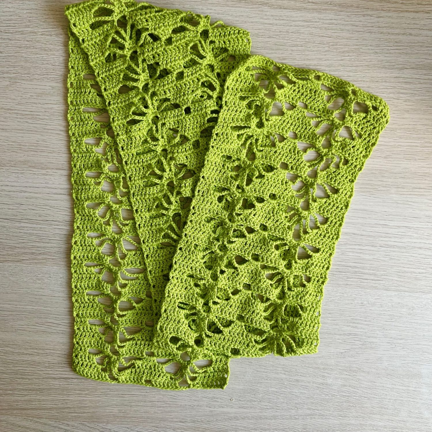 Scarf - Crochet Lime Cotton Scarf - Crochet Lime Cotton