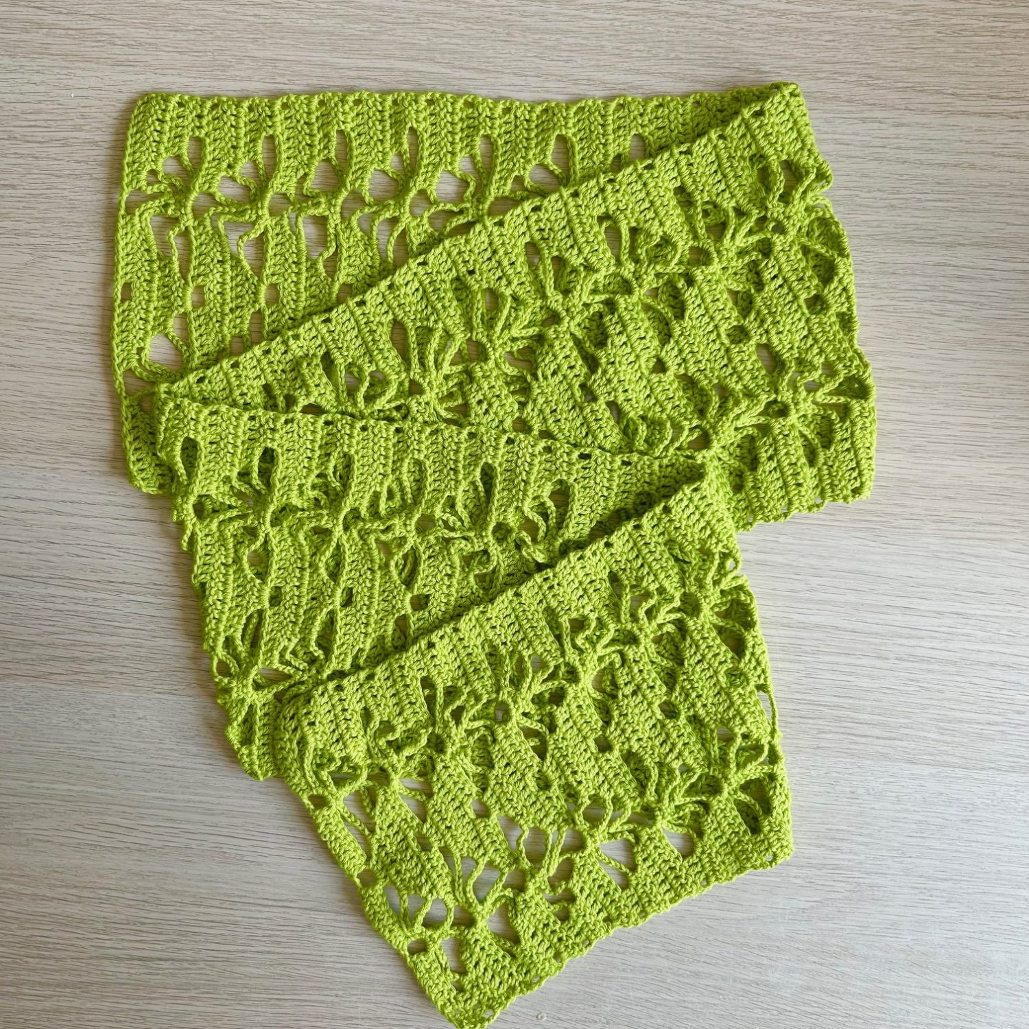 Scarf - Crochet Lime Cotton Scarf - Crochet Lime Cotton