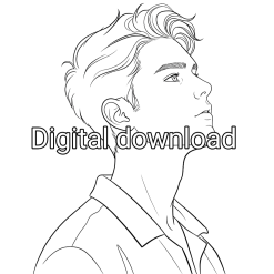Young Man Colouring Page digital delivery