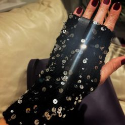 Knit fingerless gloves with sequins-Elegant wool mittens-Stylish mittens-gift-accessories