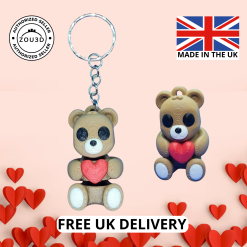 Flexi 3D Printed Fidget Valentine Mothers Day Teddy Bear Articulated, Animal Keychain or Bag Charm
