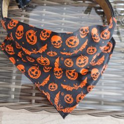 Dog Bandana, Halloween skull print