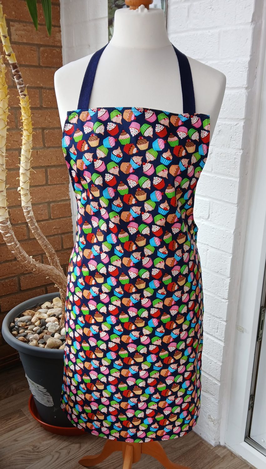Apron, Navy, Cup Cake print Apron, Navy, Cup Cake print