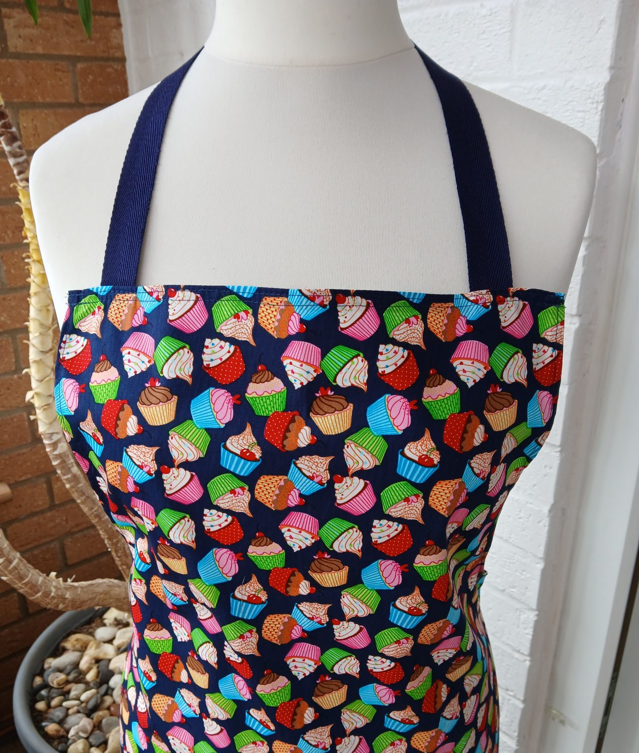 Apron, Navy, Cup Cake print Apron, Navy, Cup Cake print