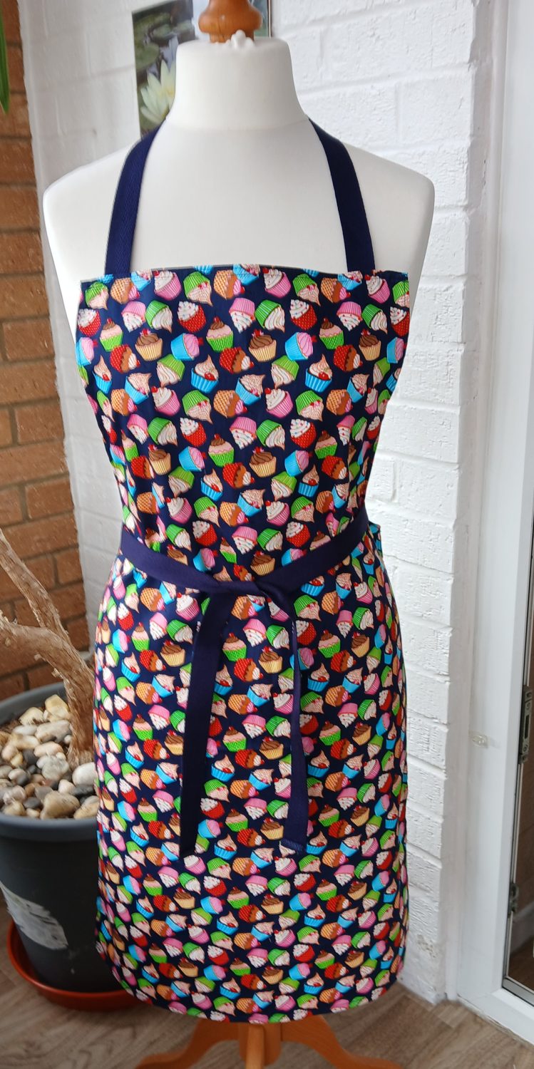 Apron, Navy, Cup Cake print Apron, Navy, Cup Cake print