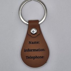 Personalised leather key ring.