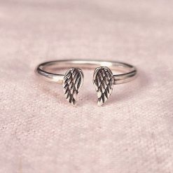 Adjustable Angel Wings Sterling Silver Ring