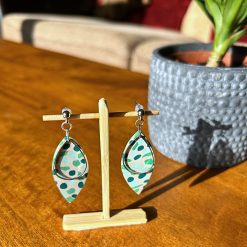 Green Speckled Dangly Earrings