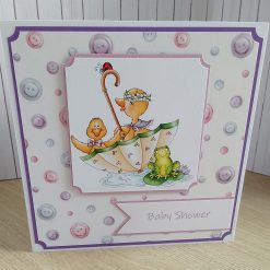 New Baby Shower Card - Duckling's Umbrella Bath