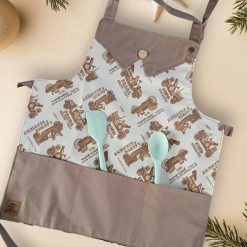 kids apron  - light brown for boys who love cars