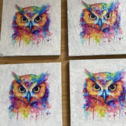 Owl Slate decoupaged coasters