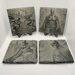 Unique Super Heroes Batman Slate Mat Engraved 4 Coasters & Stand Man Cave Gifts
