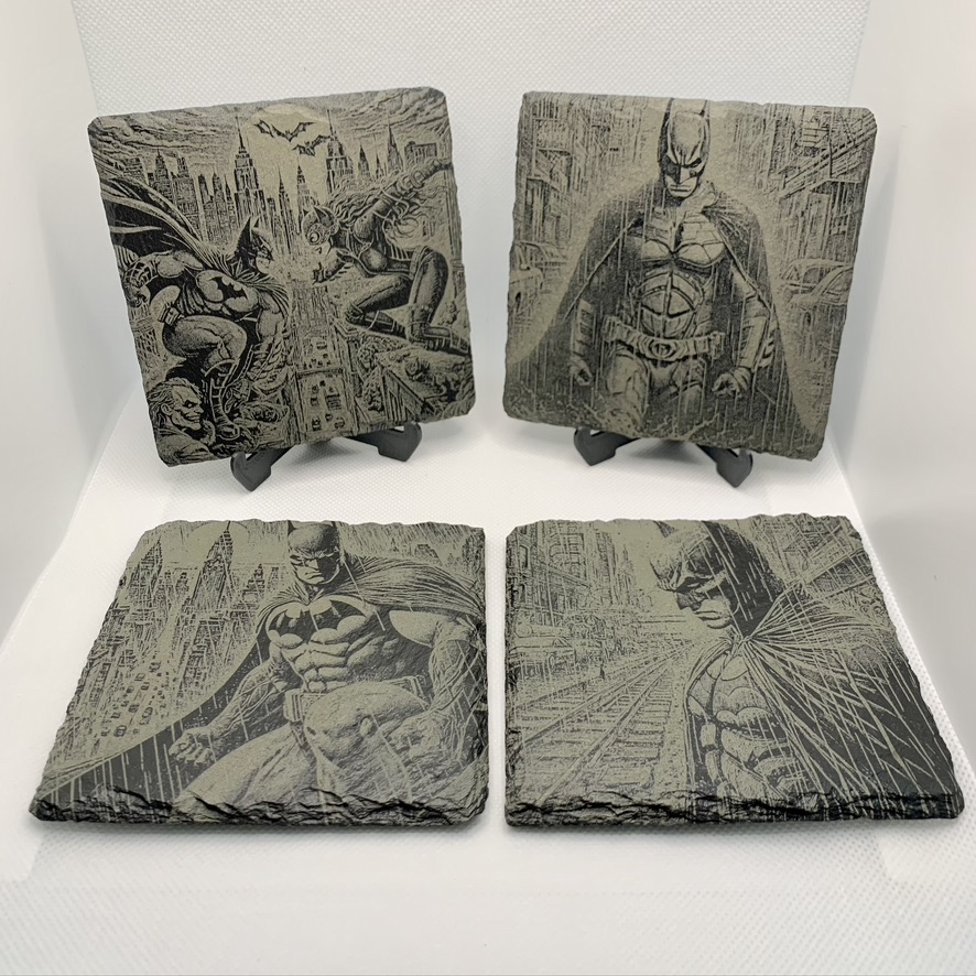 Unique Super Heroes Batman Slate Mat Engraved 4 Coasters & Stand Man Cave Gifts Unique Super Heroes Batman Slate Mat Engraved 4 Coasters & Stand Man Cave Gifts