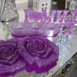 Tealight Holder, 2 matching coasters and a Family Plaque