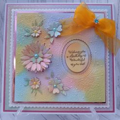 Luxury Handmade - Celebration/ Birthday Card - Wishing you a birthday as wonderful as you are - Rainbow pastels colours & daisy embellishments