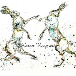 Golden Hares  , A3 print , signed by Artist Karen Reep