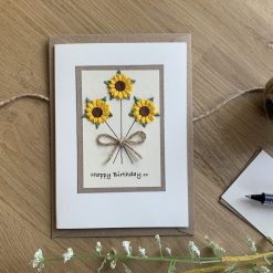 Handmade Sunflower Card. Any Occasion/Birthday, Anniversary etc. Greeting Card for her PERSONALISED FOR FREE. Brown or Cream card. 2 Handmade Sunflower Card. Any Occasion/Birthday, Anniversary etc. Greeting Card for her PERSONALISED FOR FREE. Brown or Cream card. 2