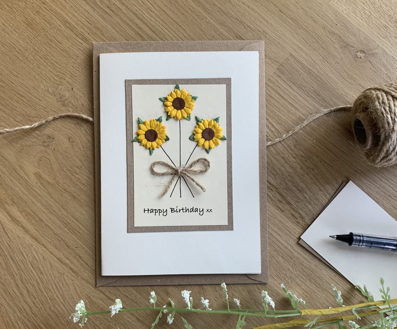 Handmade Sunflower Card. Any Occasion/Birthday, Anniversary etc. Greeting Card for her PERSONALISED FOR FREE. Brown or Cream card. Handmade Sunflower Card. Any Occasion/Birthday, Anniversary etc. Greeting Card for her PERSONALISED FOR FREE. Brown or Cream card.