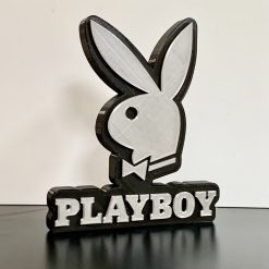 3D Playboy Bunny Emblem Logo Plaque Pink Ideal Autistic Autism ADHD Sensory Gift Silver