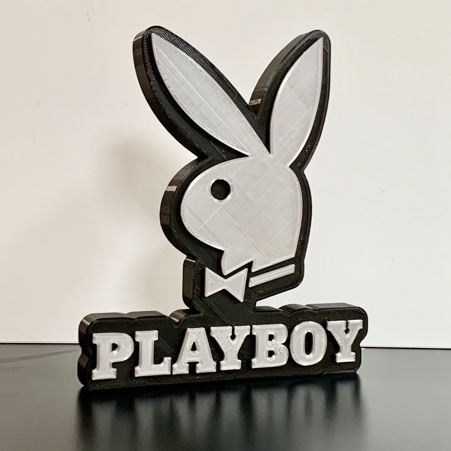 3D Playboy Bunny Emblem Logo Plaque Pink Ideal Autistic Autism ADHD Sensory Gift Silver 3D Playboy Bunny Emblem Logo Plaque Pink Ideal Autistic Autism ADHD Sensory Gift Silver