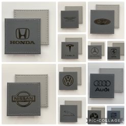 Single Car FORD Custom Engraved Leatherette Coaster Grey. Man Cave Gift 1