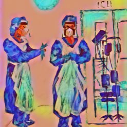 ‘Going in to Care , by Artist Karen Reep, signed A3 print