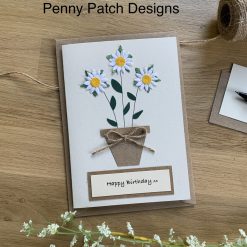 Daisy Flower Pot Handmade Birthday Card or for any occasion, personalised for free and free postage. Brown or Cream card. Recyclable. 3 Daisy Flower Pot Handmade Birthday Card or for any occasion, personalised for free and free postage. Brown or Cream card. Recyclable. 3