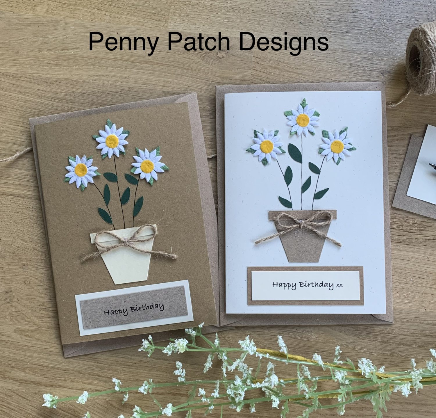 Daisy Flower Pot Handmade Birthday Card or for any occasion, personalised for free and free postage. Brown or Cream card. Recyclable. Daisy Flower Pot Handmade Birthday Card or for any occasion, personalised for free and free postage. Brown or Cream card. Recyclable.