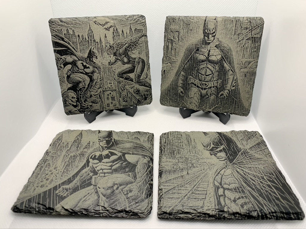 Unique Super Heroes Batman Slate Mat Engraved 4 Coasters & Stand Man Cave Gifts Unique Super Heroes Batman Slate Mat Engraved 4 Coasters & Stand Man Cave Gifts
