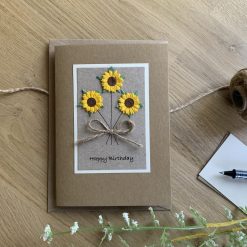 Handmade Sunflower Card. Any Occasion/Birthday, Anniversary etc. Greeting Card for her PERSONALISED FOR FREE. Brown or Cream card. 3 Handmade Sunflower Card. Any Occasion/Birthday, Anniversary etc. Greeting Card for her PERSONALISED FOR FREE. Brown or Cream card. 3