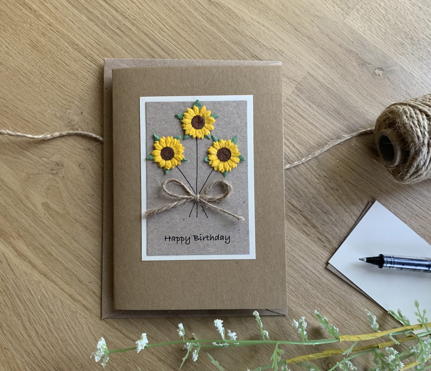 Handmade Sunflower Card. Any Occasion/Birthday, Anniversary etc. Greeting Card for her PERSONALISED FOR FREE. Brown or Cream card. Handmade Sunflower Card. Any Occasion/Birthday, Anniversary etc. Greeting Card for her PERSONALISED FOR FREE. Brown or Cream card.