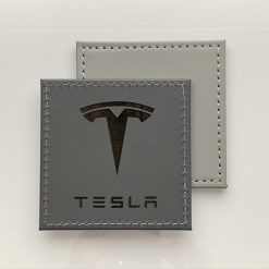 Single Car TESLA Custom Engraved Leatherette Coaster Grey. Man Cave Gift