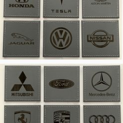 Set 4 BMW Custom Engraved Leatherette Drink Mats /Coasters In Grey 3