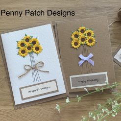 Personalised Bunch of Sunflowers flower Birthday or any occasion card.Handmade Card for Her,mum,Nan,sister, anniversary,thank you, get well.