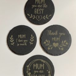Best Mom Mum Mother Engraved Slate Mat 4 Coasters Mothers Day Birthday Gifts 2
