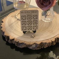 Personalised Hearts & Kisses SMALL Wooden Game Superior Noughts Crosses (Tic Tac Toe) Wedding Anniversary Birthday Gift