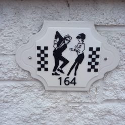 Personalised SKA 3D Rude Boy Beat Girl Personalised House Door Sign Plaque With Number / Name