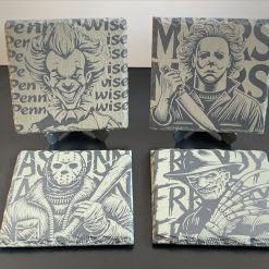 Set Of 4 Custom Stranger Things Leatherette Drink Mats /Coasters Silver Gift Set 8
