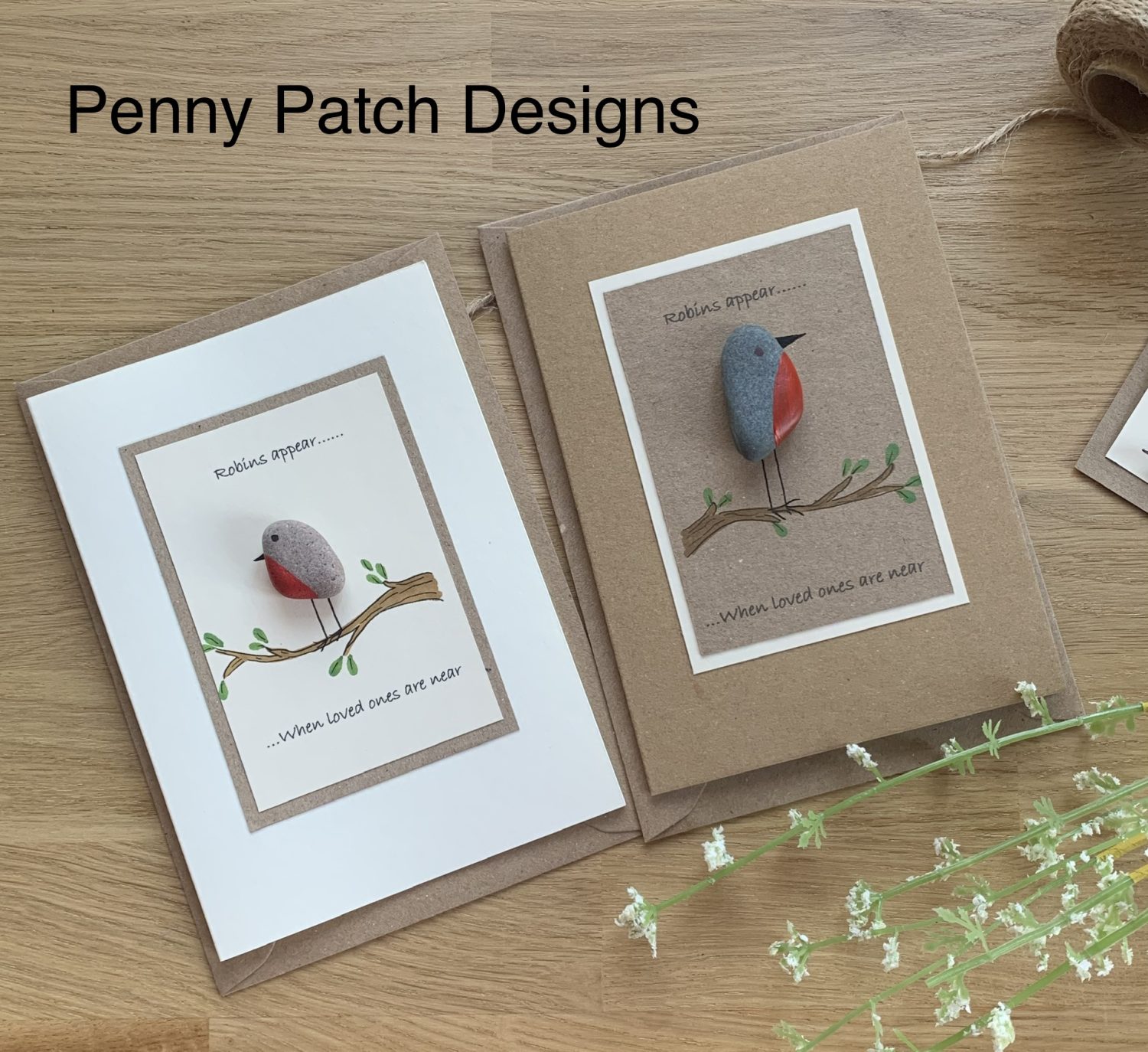 Handmade pebble Robin Sympathy Card. ‘Robins appear when loved ones are near’, cream or brown cards. Free postage. Recycled. Handmade pebble Robin Sympathy Card. ‘Robins appear when loved ones are near’, cream or brown cards. Free postage. Recycled.