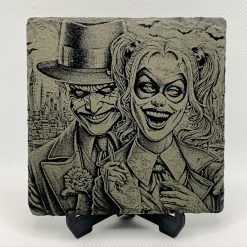 Super Heroes Harley Quinn Joker Slate Mat Engraved 2 Coasters Man Cave Gift 1